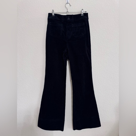 Faherty Women’s Phoebe Corduroy Wide Leg Pants Black 27 waist patch pocket - Picture 2 of 16